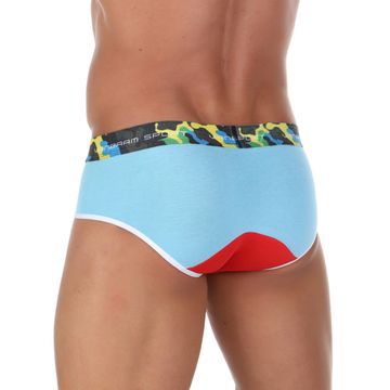 Мужские брифы голубые с красной вставкой Van Baam VB50757