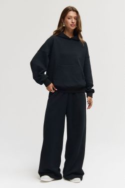 Худи свободного кроя из премиум футера черного цвета