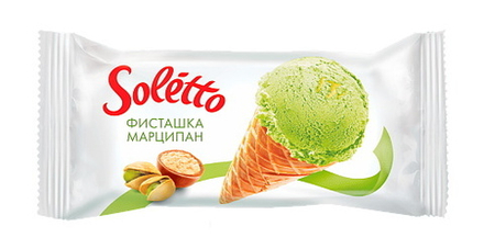 Мороженое вафельный рожок "Soletto CLASSICO" Фисташка-Марципан 75г. Юкки