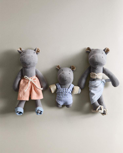 ZARA HOME ДЕТСКИЙ НАБОР "СЕМЬЯ БЕГЕМОТОВ", РАЗНОЦВЕТНЫЙ