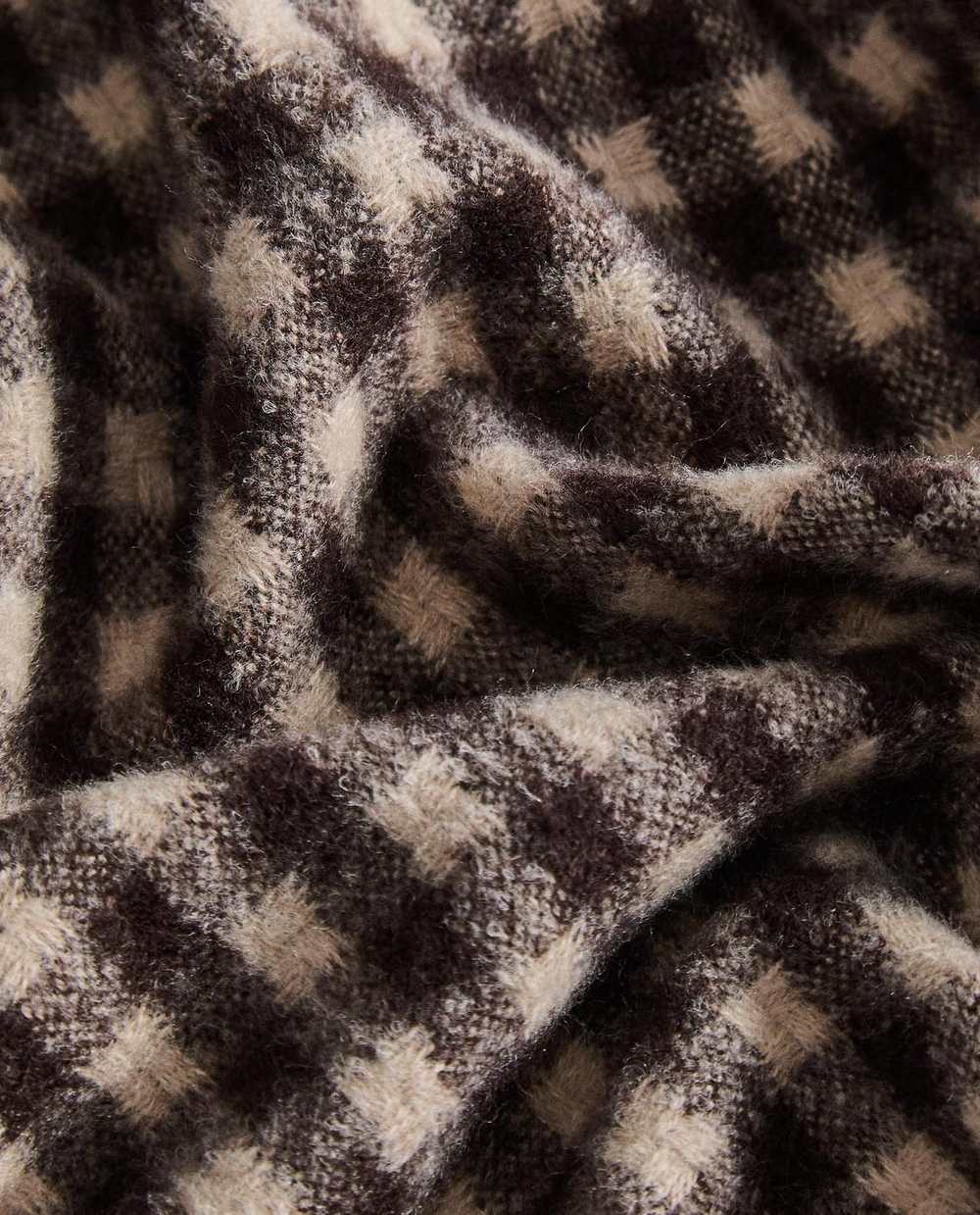 Zara Home - Клетчатый плед с бахромой, коричневый, 140x190 см