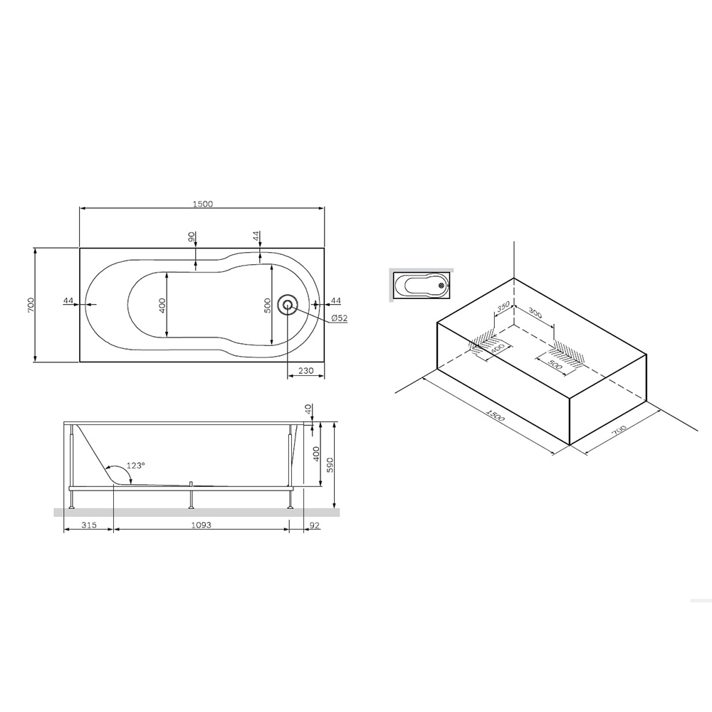 Каркас для ванны AM.PM X-Joy W88A-150-070W-R Серый