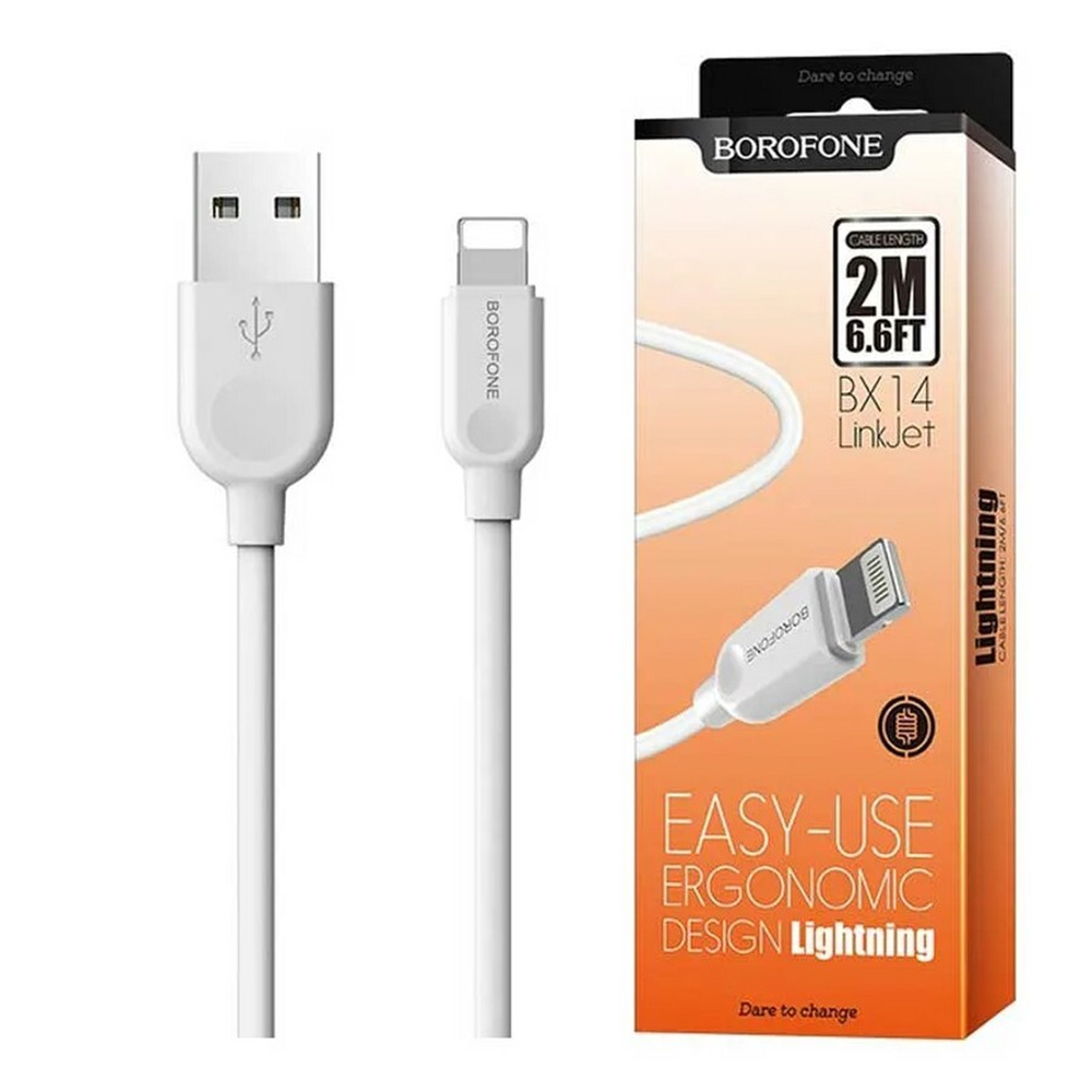 USB cable Lightning Borofone BX14 2m, 2.0A white