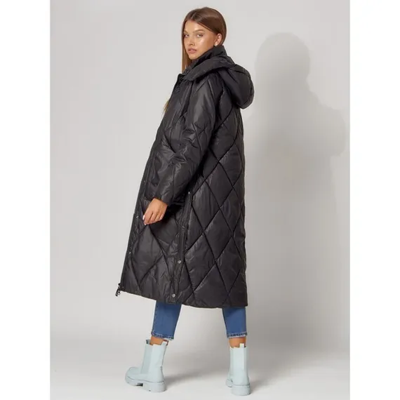 Пальто утеплённое стёганое женское, цвет чёрный, размер 48