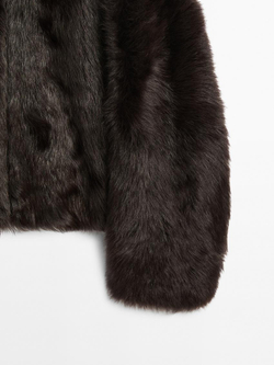 Massimo Dutti Короткая шуба из тосканской кожи, коричневый