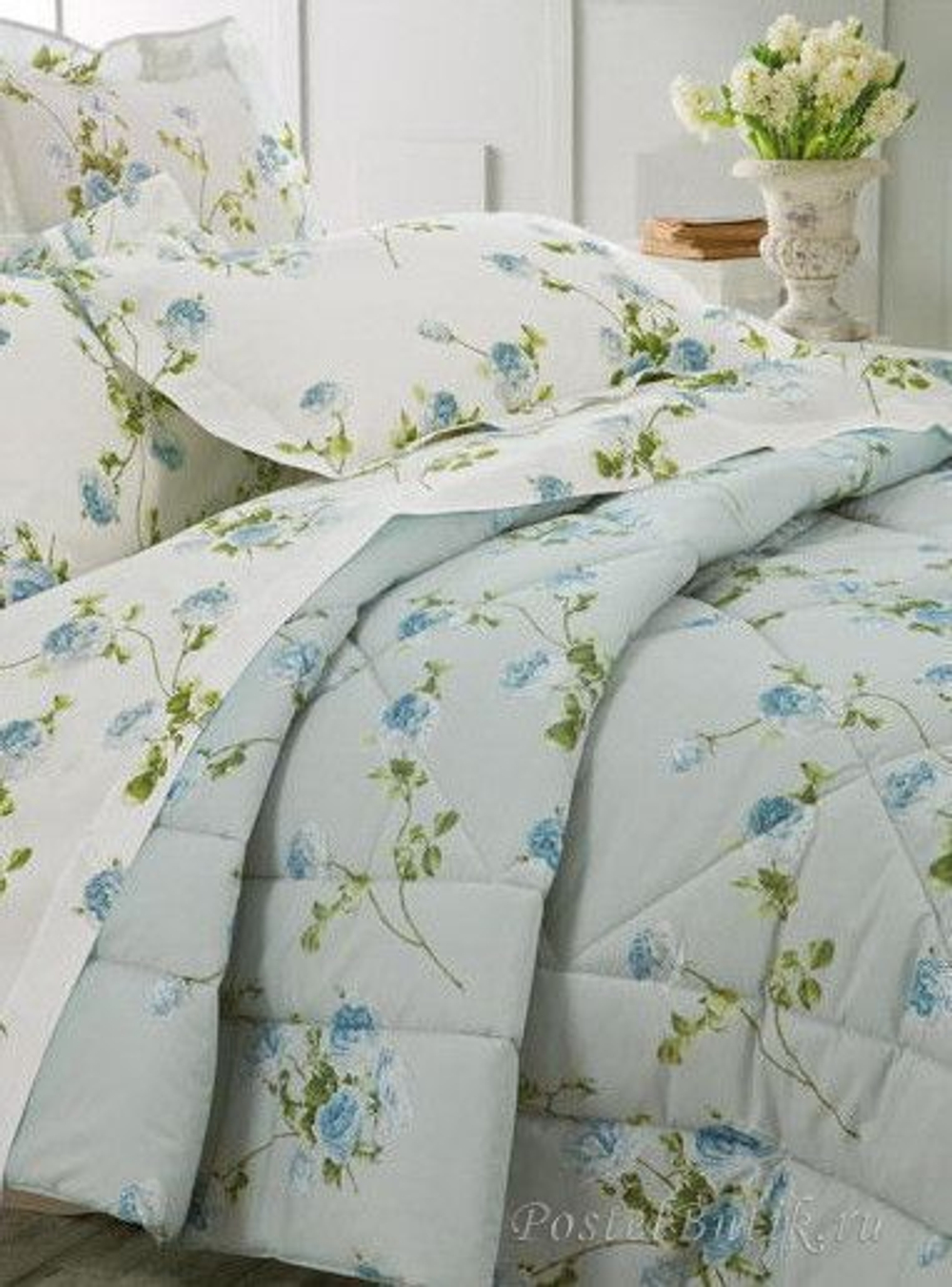 Постельное белье 2 спальное евро макси Mirabello Scented Rose голубое