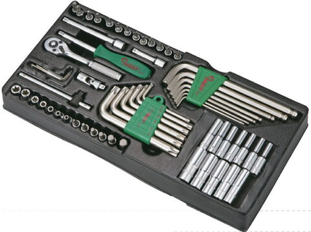 Ложемент головки,аксессуары 1/4" 62 предмета