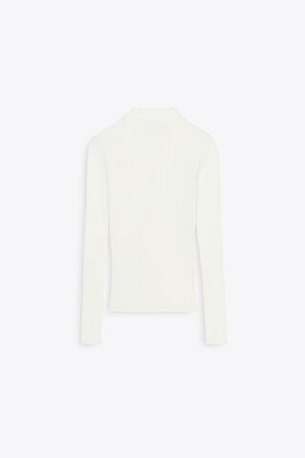 ZARA ФУТБОЛКА В РУБЧИК С ВОРОТНИКОМ ПОЛО, ЖЕЛТОВАТО-БЕЛЫЙ