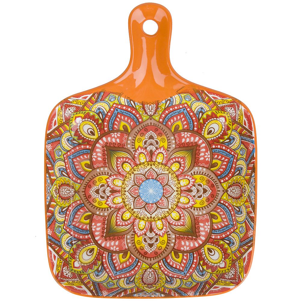 Блюдо с ручкой " " (оранжевый) 23х14,5см (min9) (транспортная упаковка)