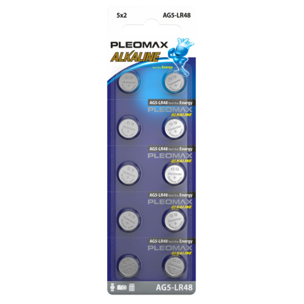 Батарейки Pleomax AG5 LR754, LR48 Button Cell | Кнопочные (часовые)