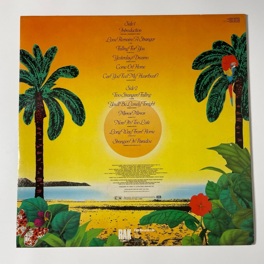 Винтажная виниловая пластинка LP Smokie Смоуки Strangers In Paradise (Нидерланды 1982)