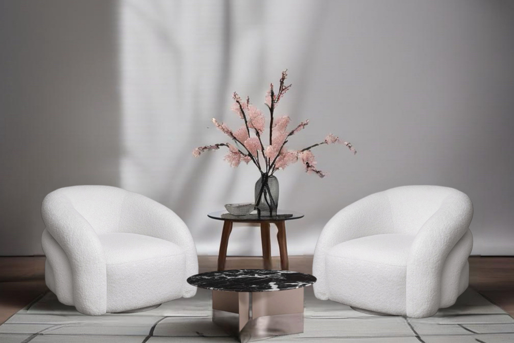 Кресло Garda Decor Монблан (Monblan) поворотное букле белое Hush000 93*90*70 см