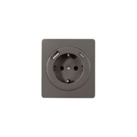 Розетка ROUND 1-ая с/з с/у з/ш 16А с USB A+C быстрой зарядки 5В/3А титан KRANZ