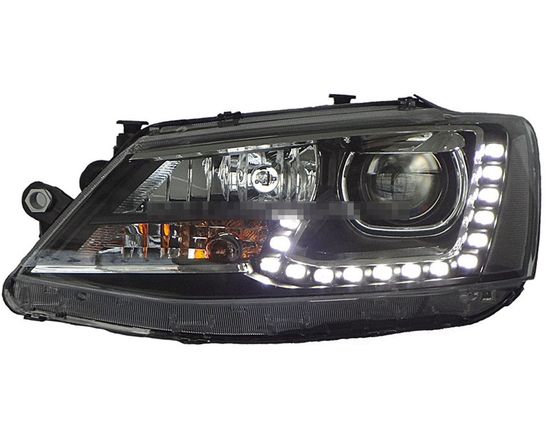 Передние фары Джетта 6 2011-2019 V1 type [Комплект Л+П; ходовые огни; БИ LED линза; электрокорректор]