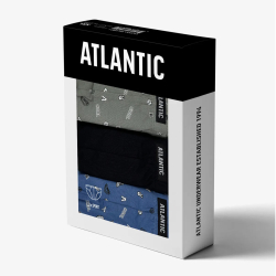Мужские трусы слипов (светлый хакки + черный + голубой) набор 3 в1 ATLANTIC Cool 3MP-164