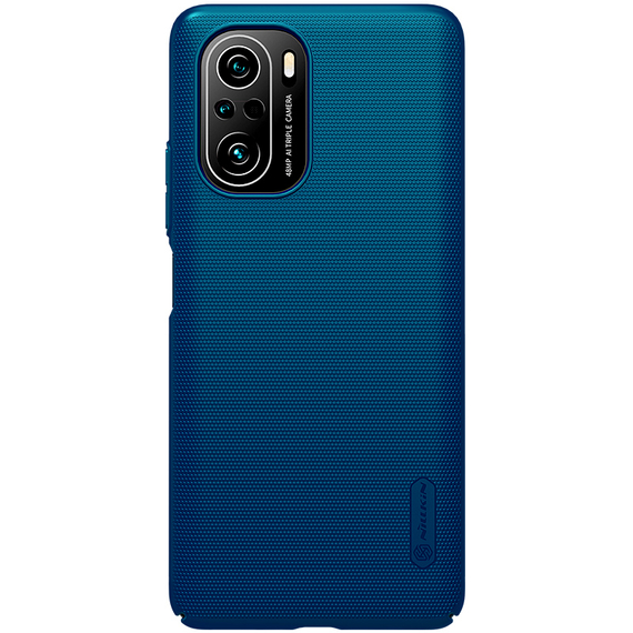 Тонкий жесткий чехол синего цвета (Peacock Blue) от Nillkin для Xiaomi Poco F3 (11i, 11X, 11X Pro, Redmi K40) серия Super Frosted Shield
