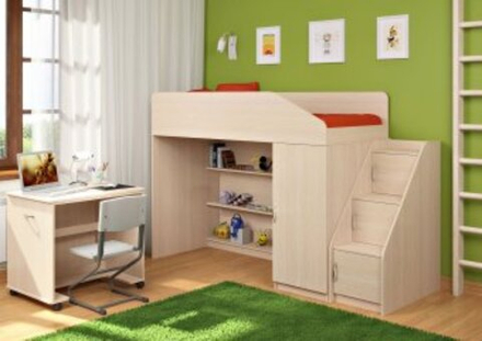 Кровать-чердак КарИВи Легенда 11.6  Дуб Молочный  Дуб Молочный