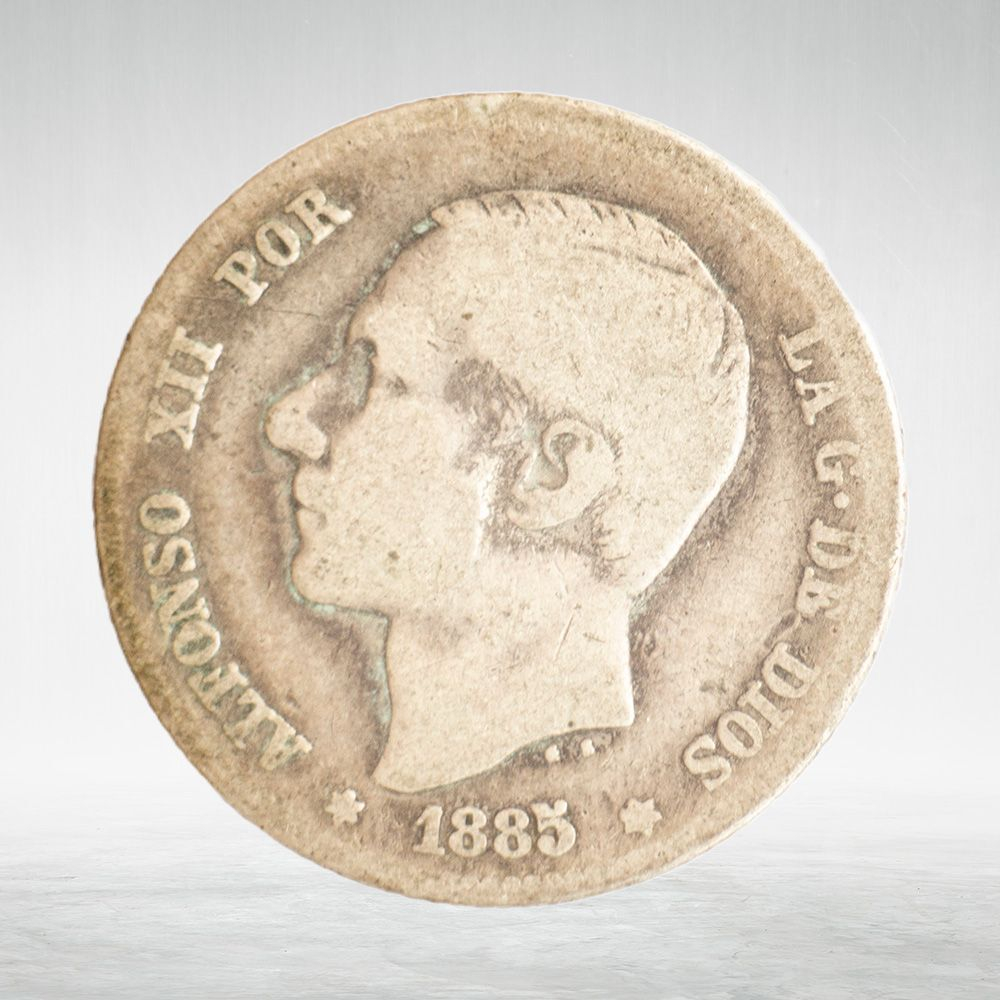 Spain, 1 Peseta 1885 – Alfonso XIII (Аourth Portrait), F