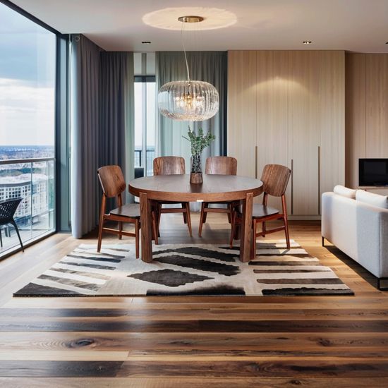 Комплект Стол CERRO 1400 EV с раздвижной овальной столешницей (американский орех) + 4 стула VST-V деревянный / Американский орех