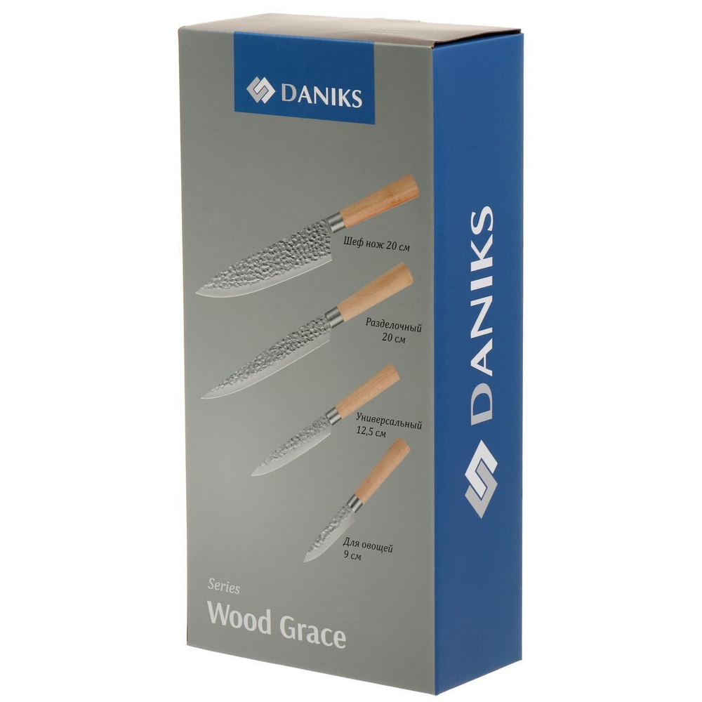 Набор ножей 5 пр, нерж сталь, рук пласт, с подст, акрил, Daniks, Вуд Грейс, JA20204413