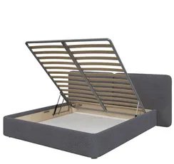 Кровать двуспальная Hub Soft 200 см (серый, букле)