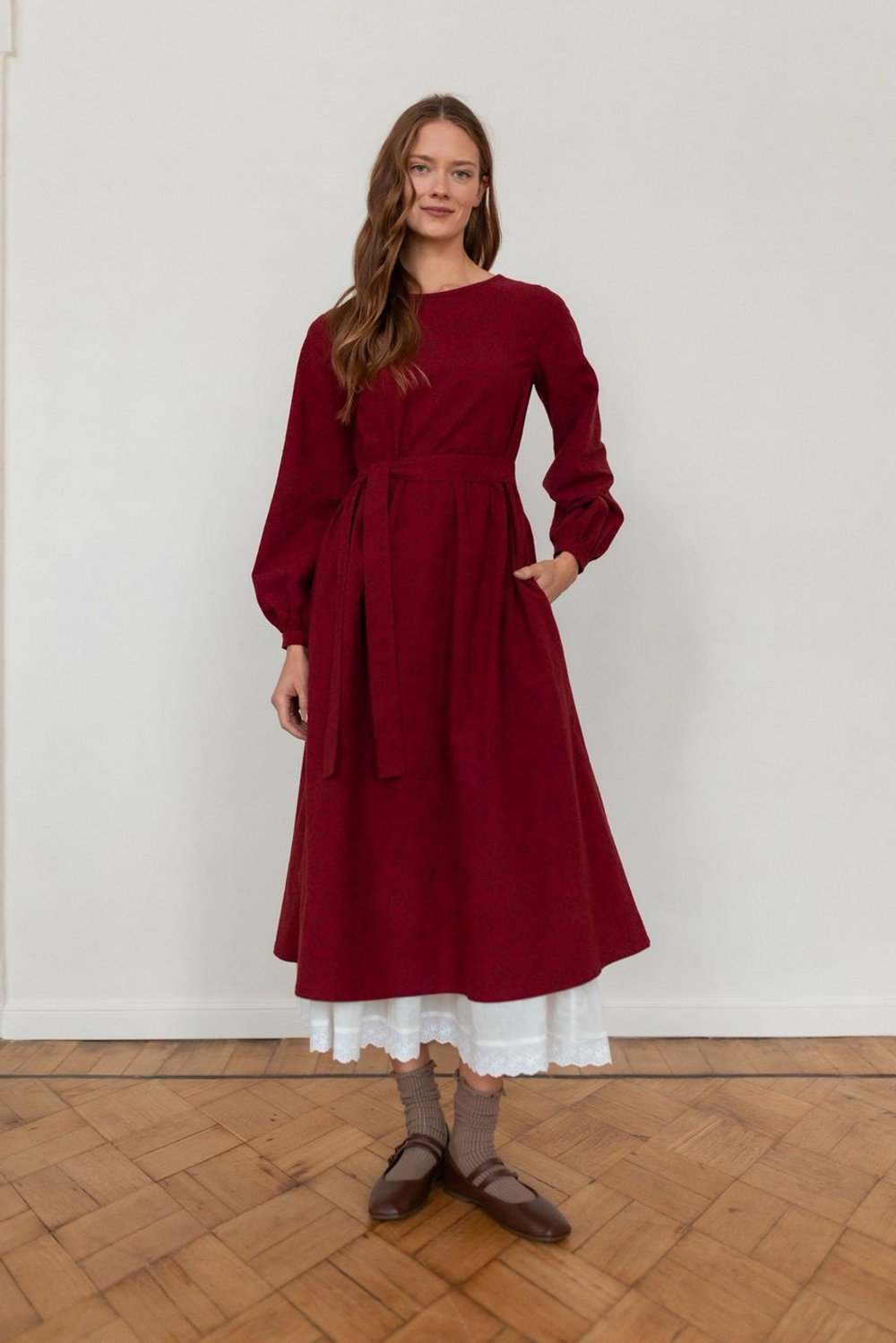 Подъюбник c рюшей, Айвори