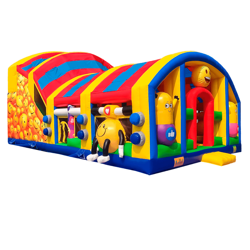 Коммерческий надувной батут «Смайлики» с крышей, размер 12*8*7 м