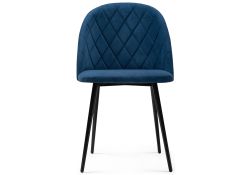 Стул на металлокаркасе Зест микровелюр темно-синий / черный глянец