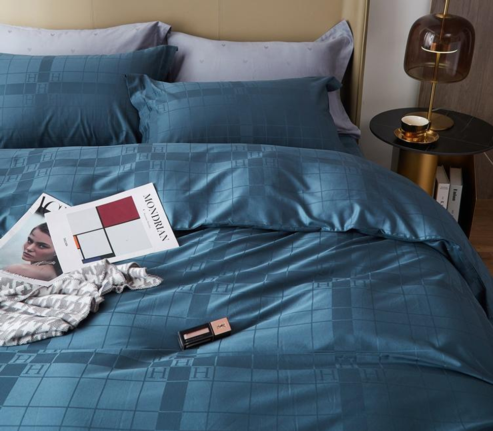 ZEPHYR HOME КПБ Семейный (2 пододеяльника) Египетский хлопок Синий