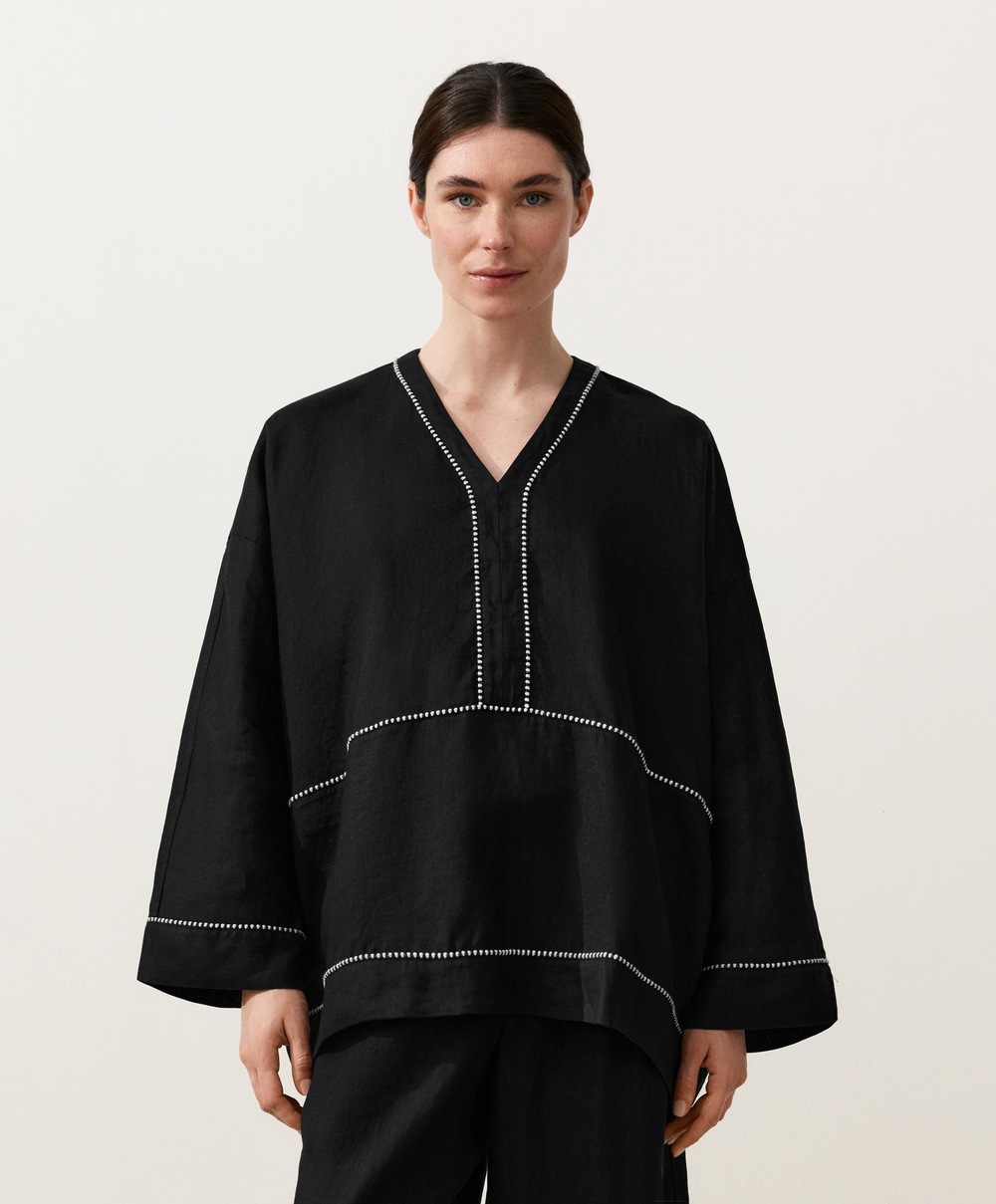 Oysho Рубашка из 100% льна, черный