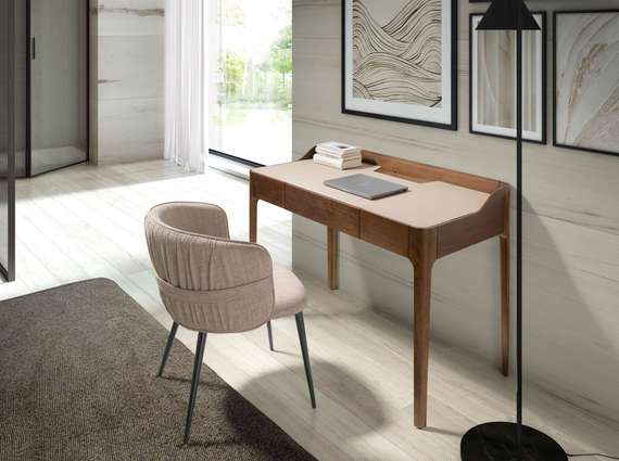 Письменный стол Angel Cerda 7147, орех с верхом из экокожи