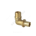 Угольник для PE-X труб аксиальный латунь Дн 16х1/2" НР РОС