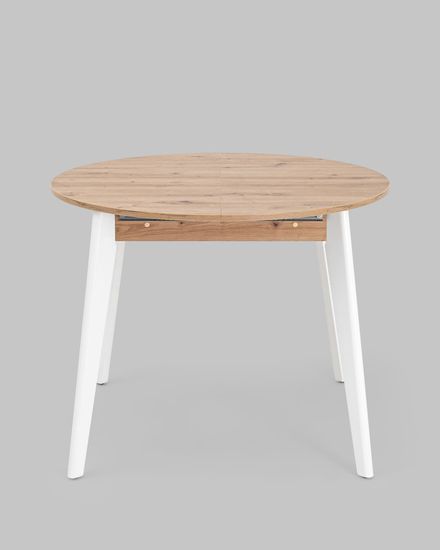 Стол Rondo 100-135*100 дуб/белый