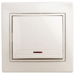 Выключатель Intro Plano 1-102-02 одноклавишный с подсветкой, 10А-250В, IP20, СУ, слоновая кость | Intro Plano