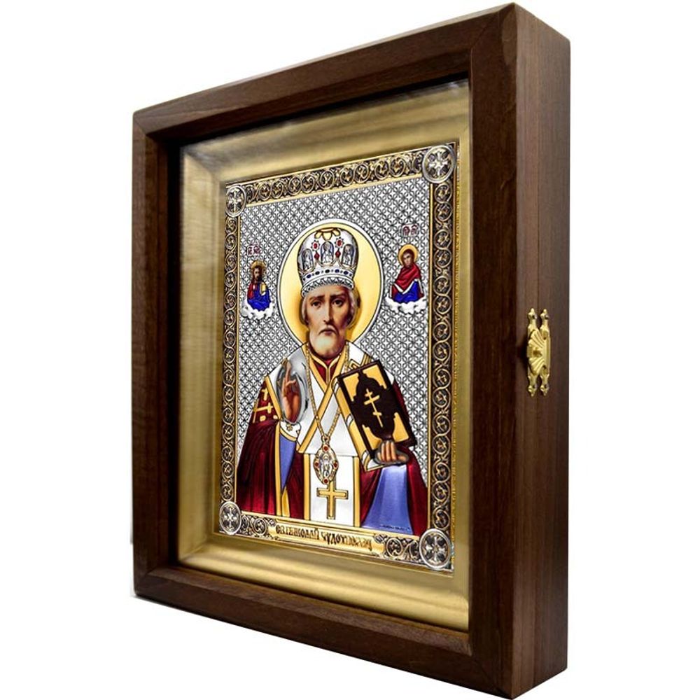 Николай Чудотворец. Икона в серебряном окладе.