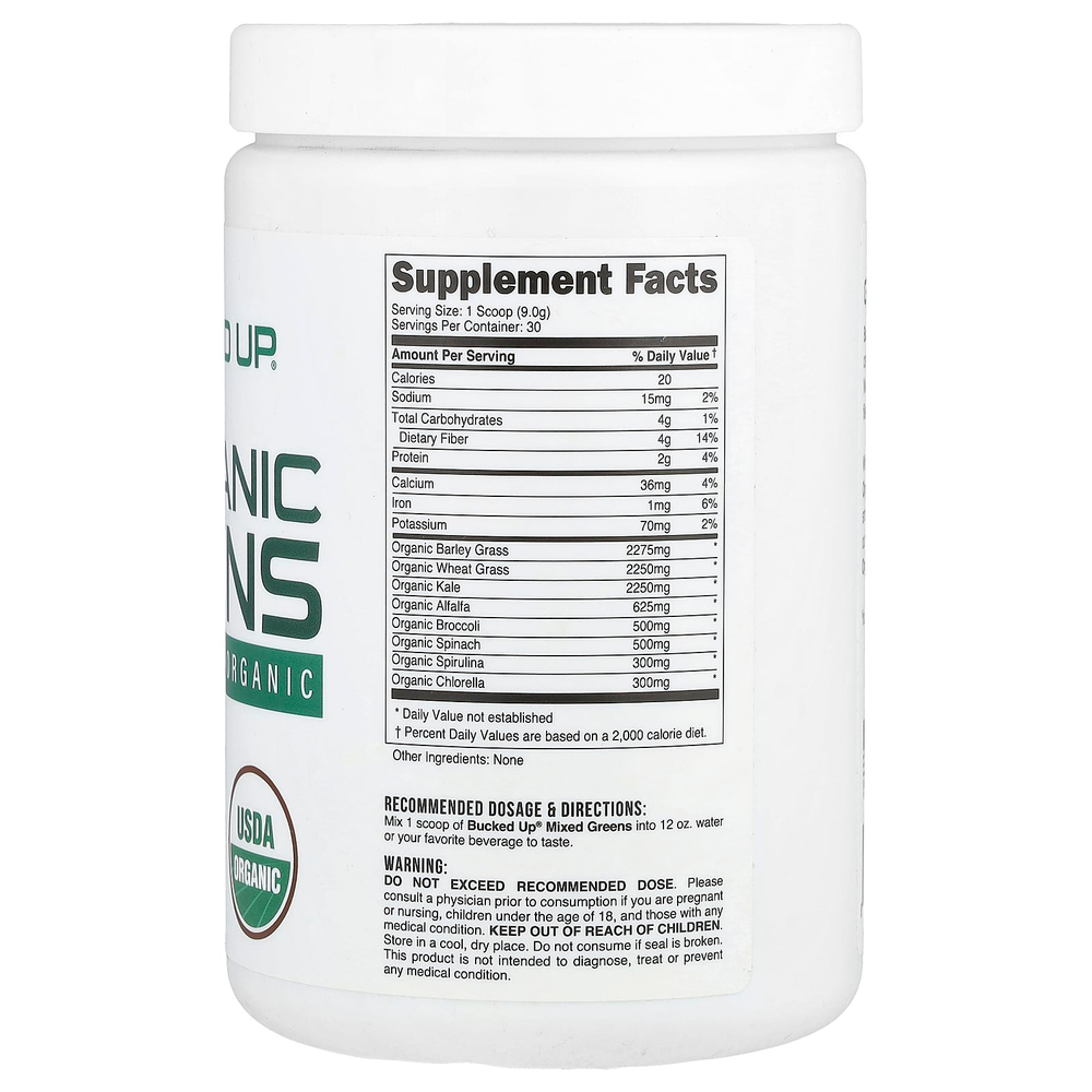Bucked Up, Органическая зелень, без добавок, 270 г (9,52 унции)