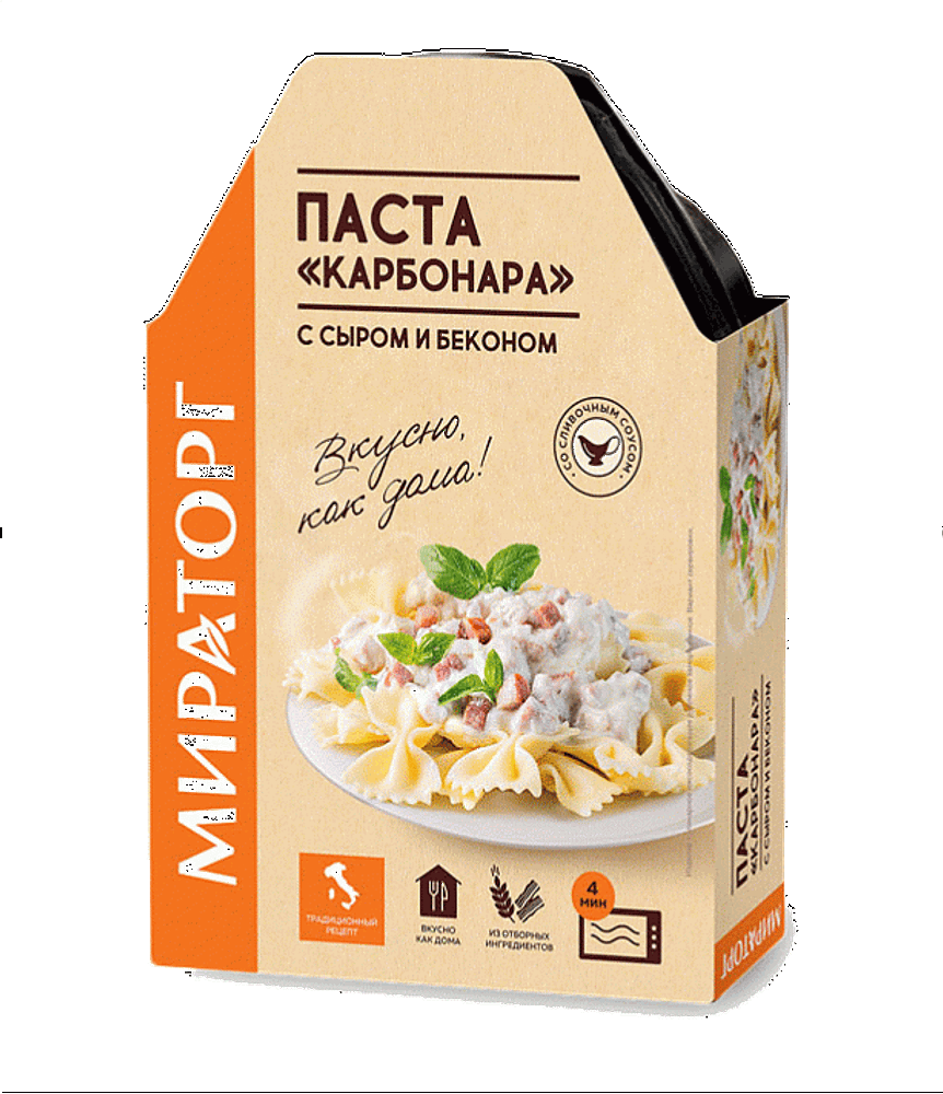 Паста Карбонара с сыром и беконом, Мираторг, 0,26