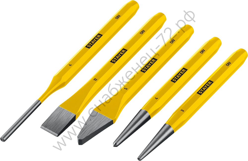STAYER HERCULES, 5 предметов, Набор зубил и кернеров в пластиковом держателе (21077-H5)