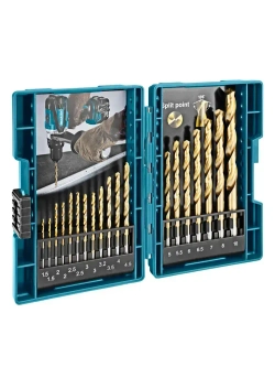 MAKITA D-67527 Набор сверл по металлу HSS-TiN 19 шт Портативный Долгая жизнь Круглая ручка Устойчивость к коррозии
