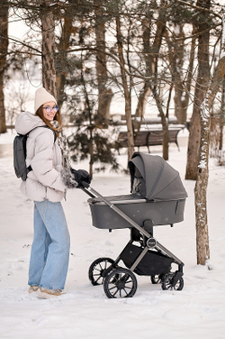 Детская коляска Peppy Monaco 2 в 1 Black (черный), рама черная матовая