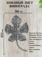Виноградный лист сталь 123 х 80 мм (4мм), вес:0,177 кг.