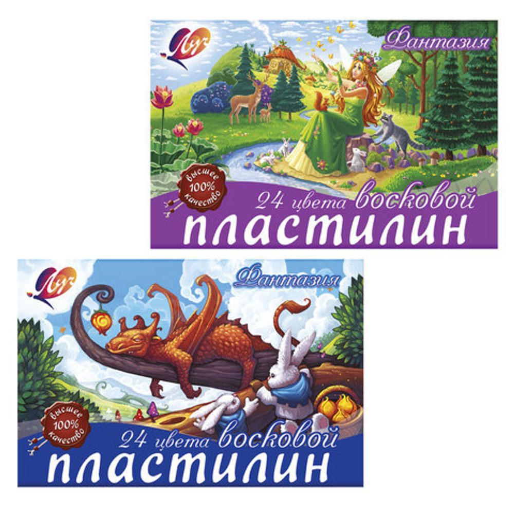 Пластилин восковой 24цв 360г "Фантазия" стеккарт упак ЛУЧ 25С 1525-08 И