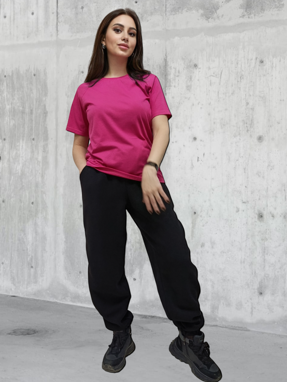 2133 Брюки-джоггеры флисовые черные (56-176)