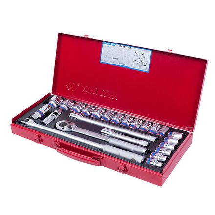 Цена на KING TONY (4032MR) Набор торцевых головок с принадлежностями 1/2", 12-гранные, 10-32 мм, 24 предмета