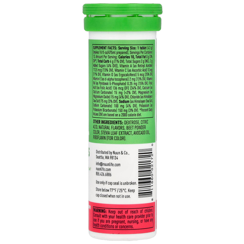 Nuun, Hydration, витамины, шипучая витаминная добавка, клубника и дыня, 12 таблеток