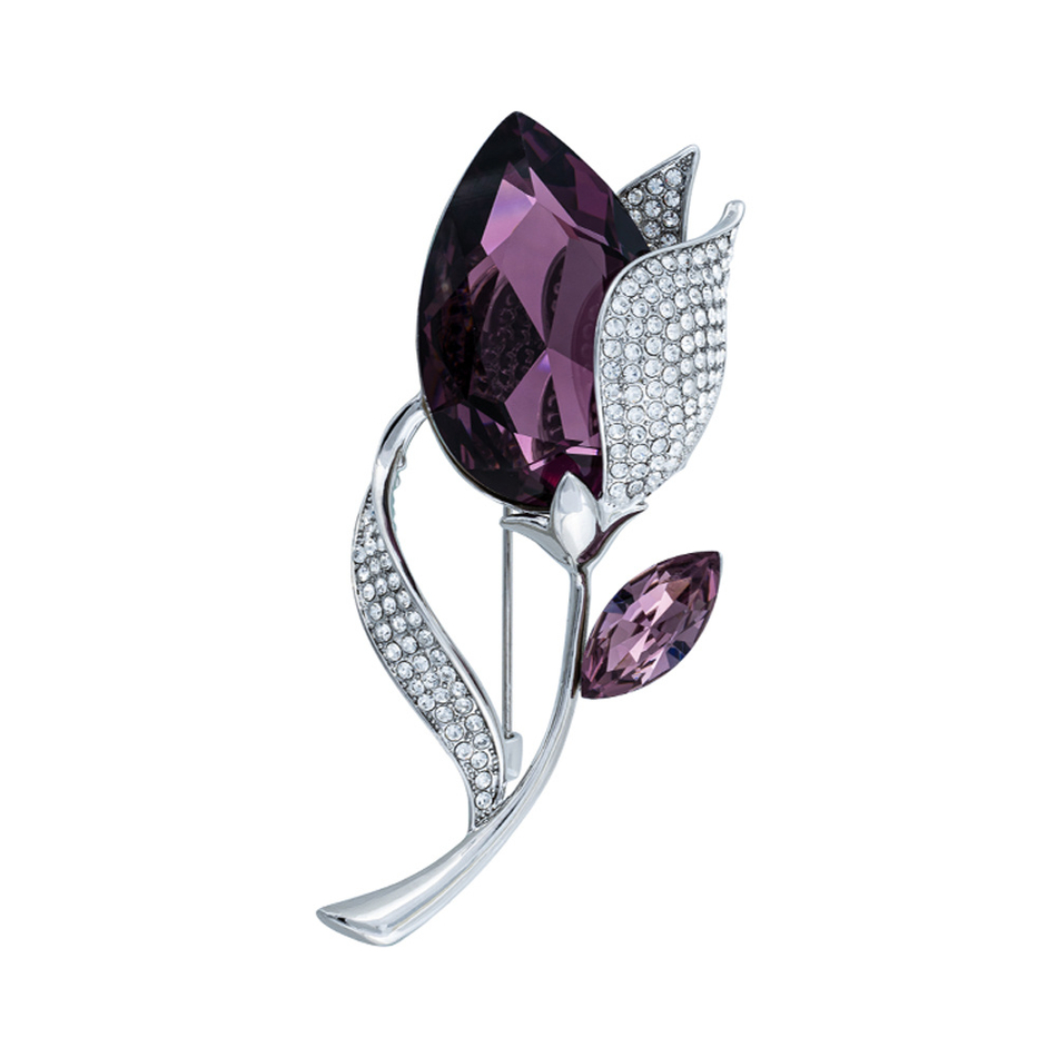 Брошь Fiore Luna Тюльпан Чешский горный хрусталь XR11501W V/S