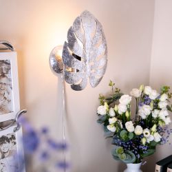Бра настенный светильник Monstera Deliciosa (Монстера) Античное серебро