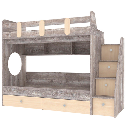 Двухъярусная кровать КарИВи Фортуна-2 Бетон  Дуб Молочный