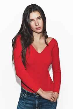 ZARA ОБЛЕГАЮЩИЙ ТОП В РУБЧИК, КРАСНЫЙ