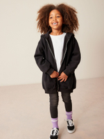 Толстовка удлиненная на молнии с капюшоном для девочки Next A90-820, Черный